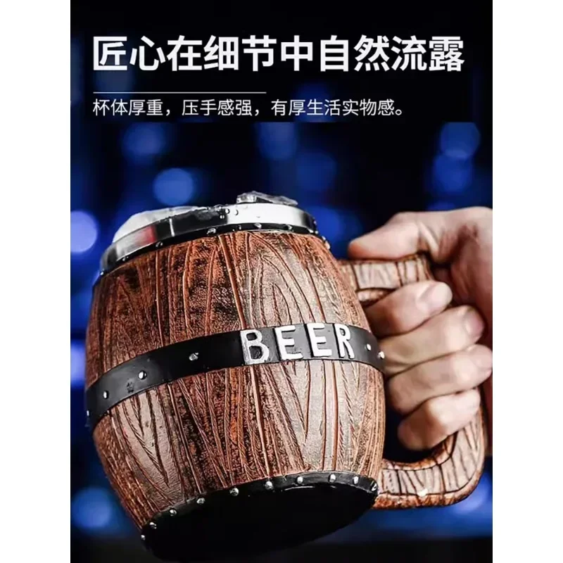 Stainless steel draft beer cup wooden barrel  ONE PIECE water  weird 2024 new beer  teacup boys