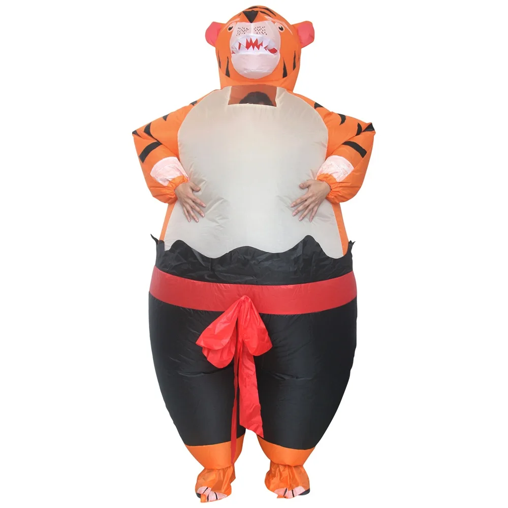 

Halloween Party Funny Upright tiger Inflatable Costume Orange Costume Inflate Adult