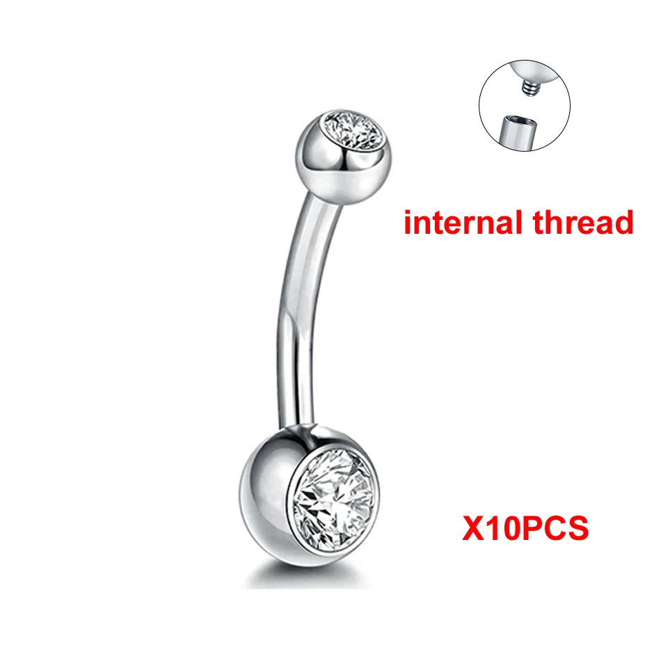 10 stks/partij G23 Titanium Navelpiercings Crystal Navel Barbell Ringen Buik Piercing Sieraden voor Sexy Vrouwen Navel Piercing 14G
