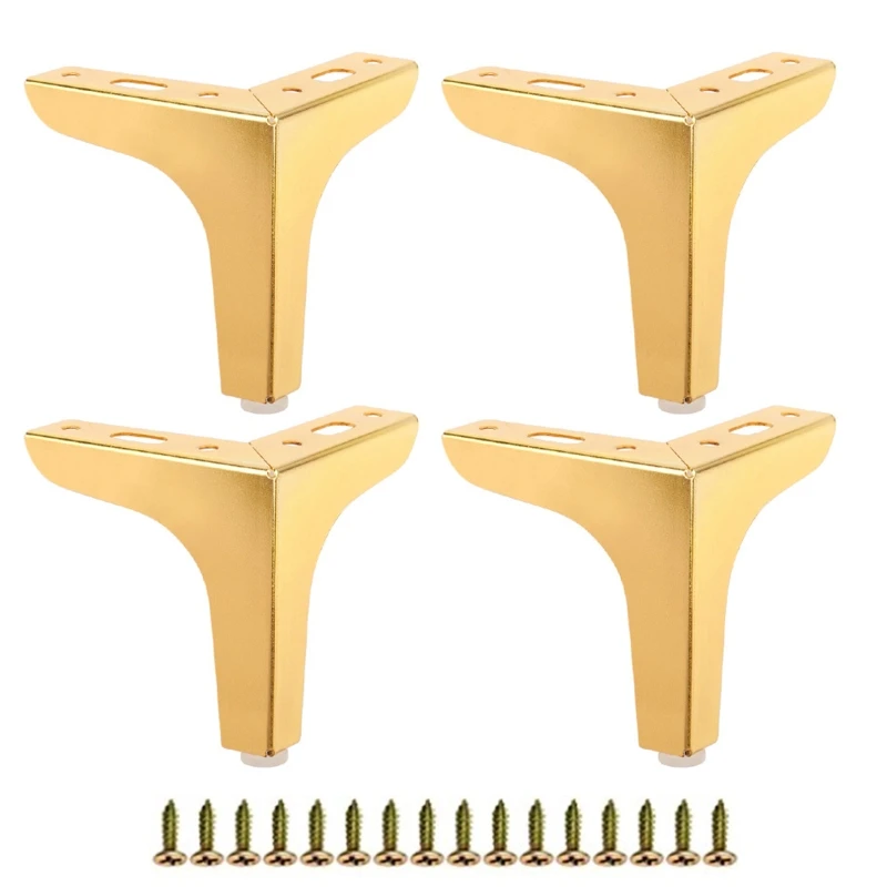 4 Pcs Sofa Legs Furniture Legs for TV Cabinet Bedside Table（Gold/Black）