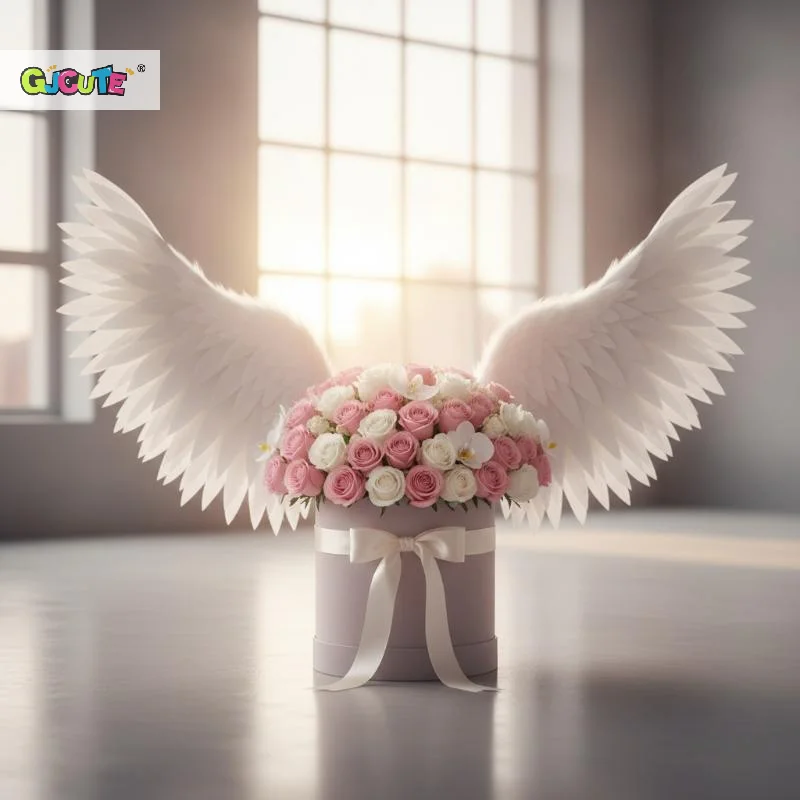 Electric Openable Angel Wings Bouquet Decor Pearl Cotton Valentine DIY Handcraft Material Pack Flower Ornament Supplies