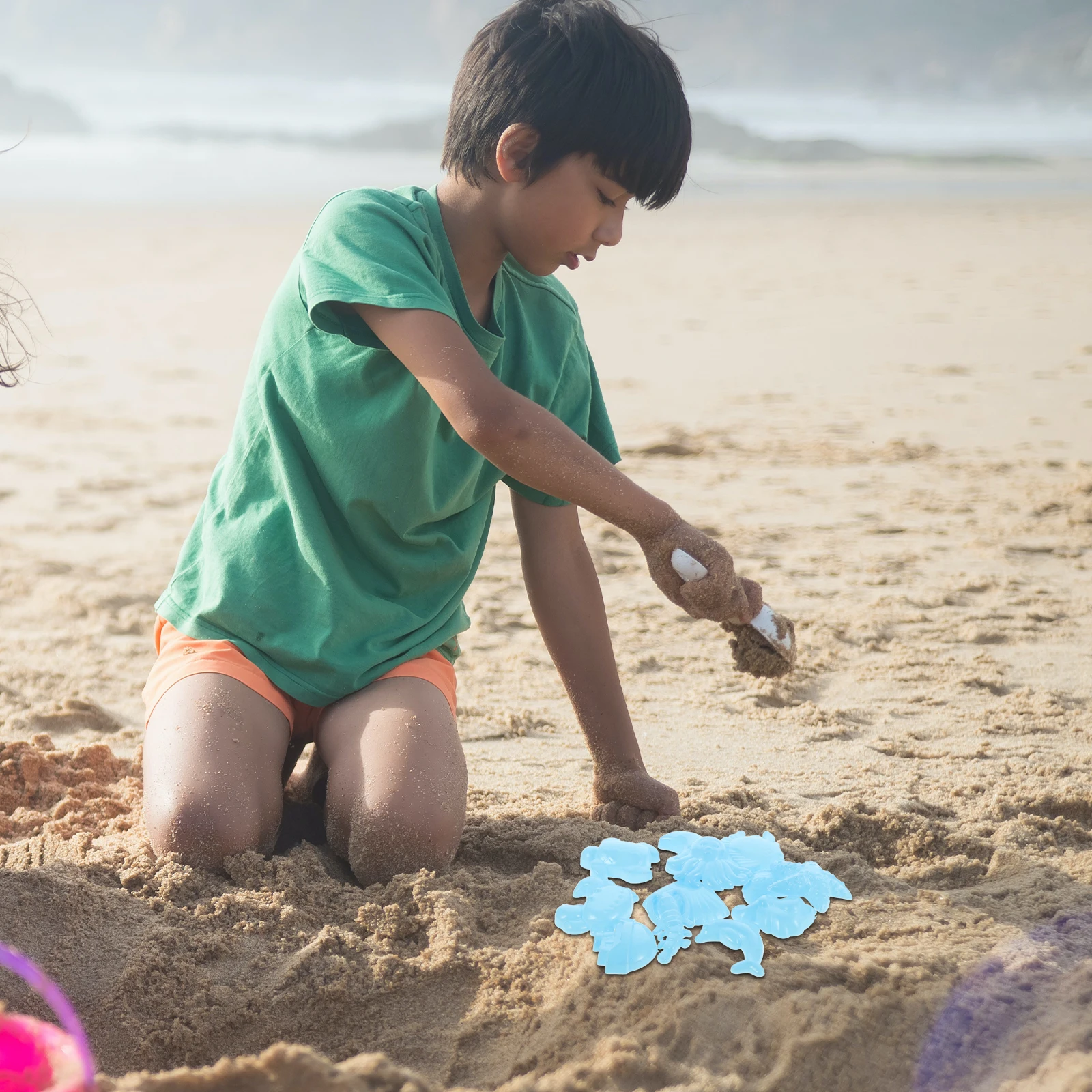 

12pcs Play Sand Molds Beach Sand Toys Set Sand Tray Toys Sand Molds Kids(Small/Ocean/ Random Color)