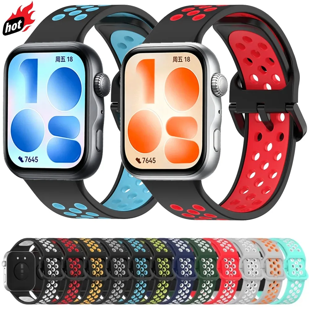 Two-color Silicone Strap For Huawei Watch Fit 5-5 Pro 4-4Pro Sports Adjustable Breathable Band For Huawei Watch Fit 3 Accessorie