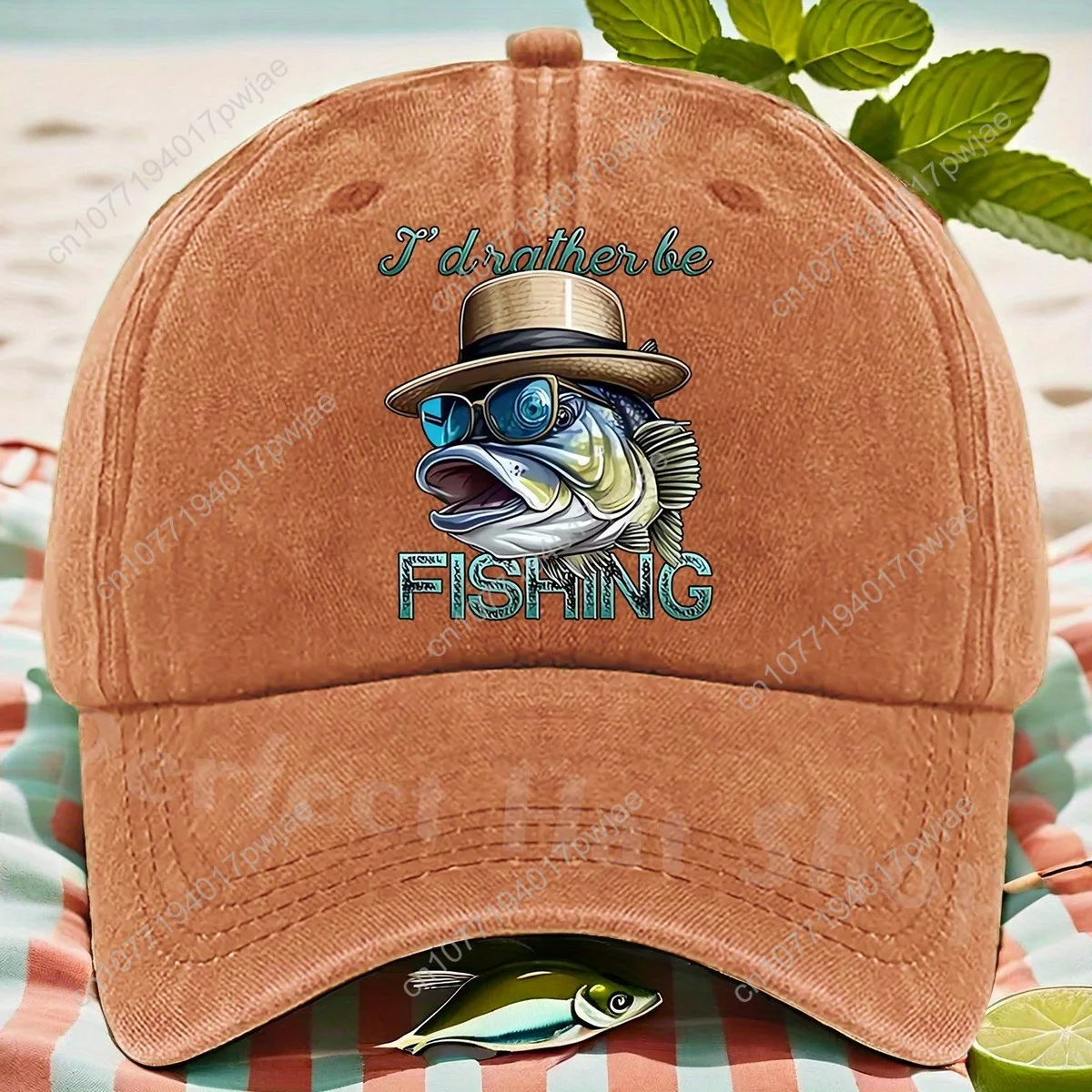 [Fishing Baseball Cap] Breathable Polyester "I'd Rather Be Fishing" Baseball Cap - Adjustable, Cartoon Fish Design, Perfect for view 6