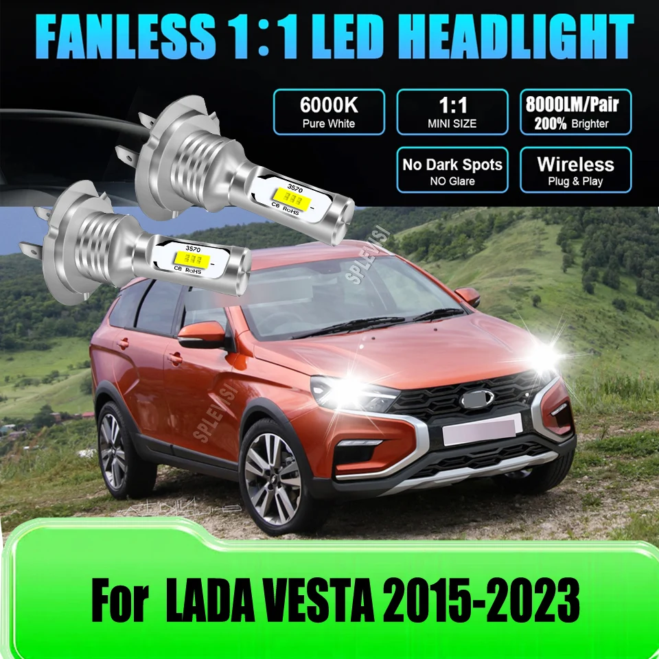 

Led Car Headlight Low Beam 6000K 200% + Brightness than stock bulbs For LADA VESTA 2015 2016 2017 2018 2019 2020 2021 2022 2023