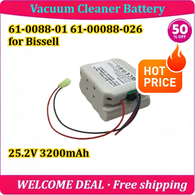 [New] 61-0088-01 61-00088-026 for Bissell Handheld Vacuum Cleaner Battery 25.2V 3200mAh Replacement Lithium Battery