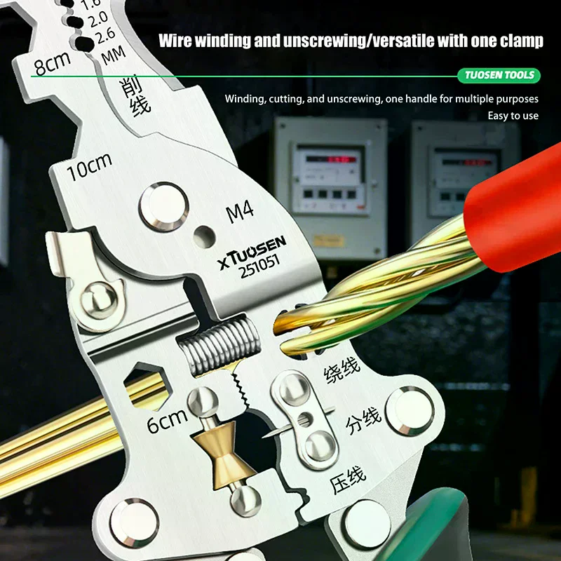 Multi Functional Foldable Wire Stripping Pliers Cable Cutter Stripper Pliers Electrician Hand Tool For Wires Cutting Crimping