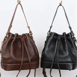 Minority Designer Frawstring Bucket Bag All-match Fashion One Shoulder Crossbody Portable Handbags 2024 New Luxury Bolsos Mujer