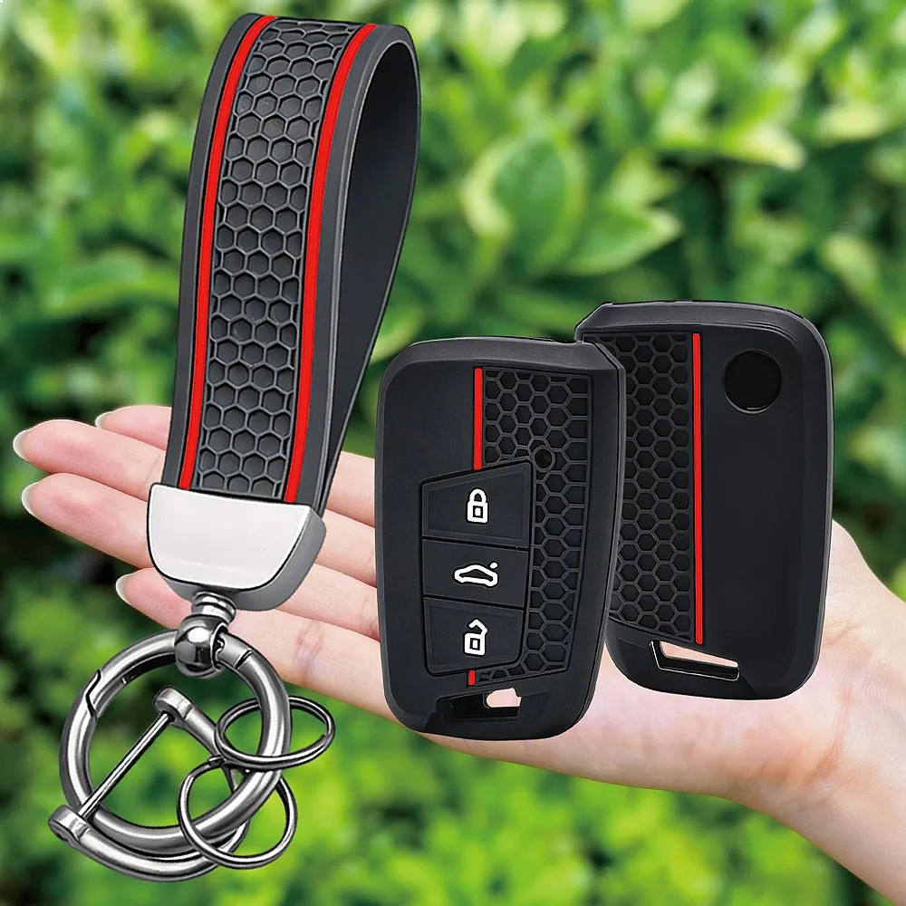 Keychain Cover For VW Volkswagen Magotan Passat B7 B8 CC Arteon Skoda Fabia Superb A7 Kodiaq Car Key Fob Case