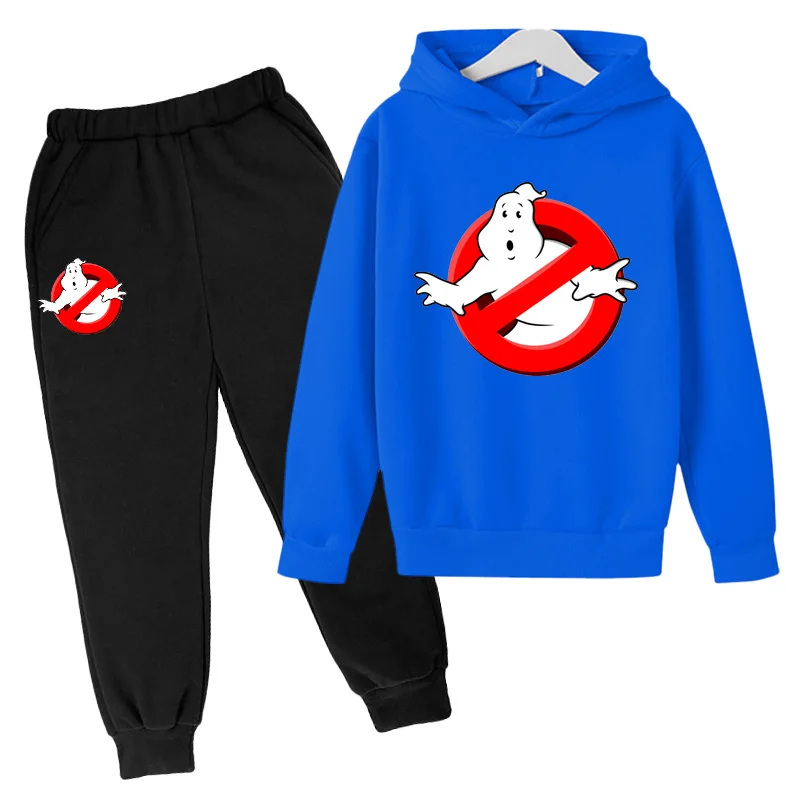 Fashion Anime Casual Children\'s Hoodie +pants Boys Girls Sweatshirt Set Toddler 3-12 Year Clothing Kids Ghostbusters Coat