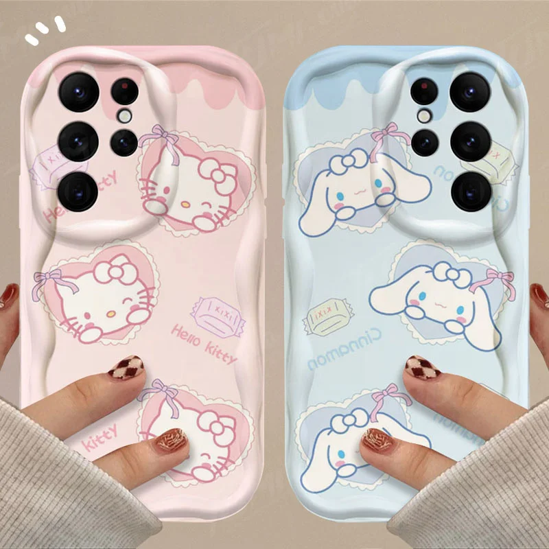 Sanrio Hello Kitty Cinnamoroll Wave Case For Samsung Galaxy A12 A22 A32 A52 A52S A72 A11 A21S A31 A51 A71 A20 A30 A50 Soft Cover