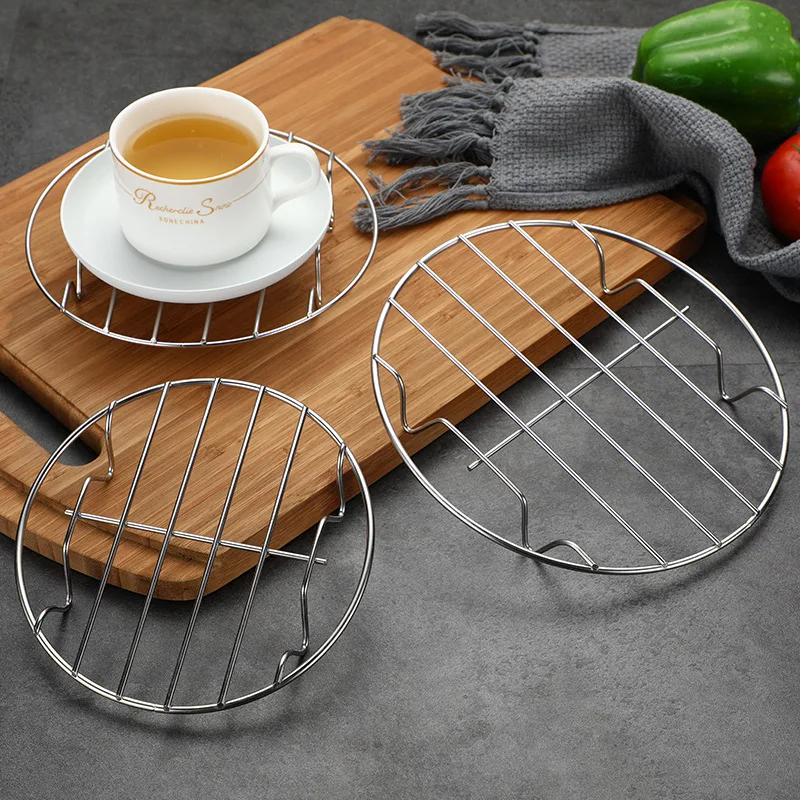 Stainless Steel Air Fryer Steaming Rack Grid Kitchen Steamer for Dumpling Single-layer Grill Stand Cookware Cooking Accessories