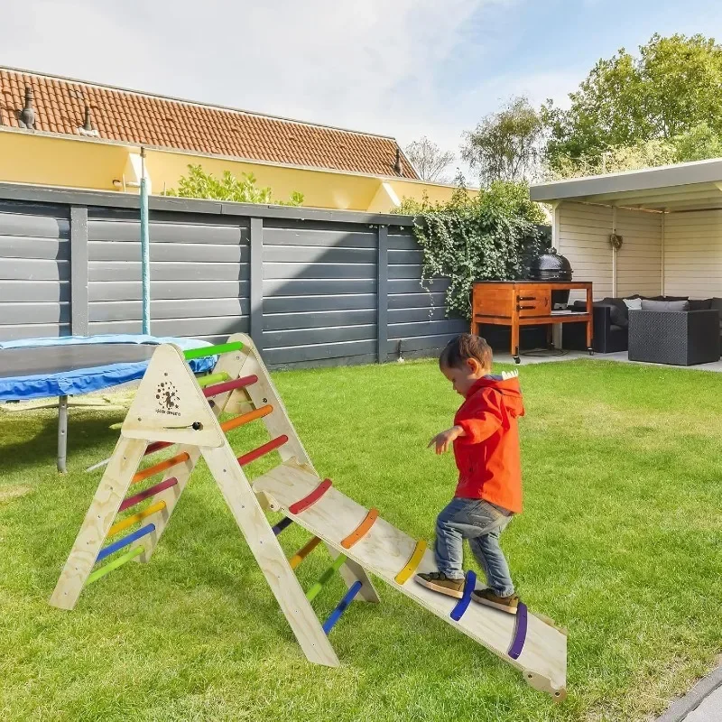 Climbing exercises balance in toddlers, grasping folding tripods, climbing boards and slides