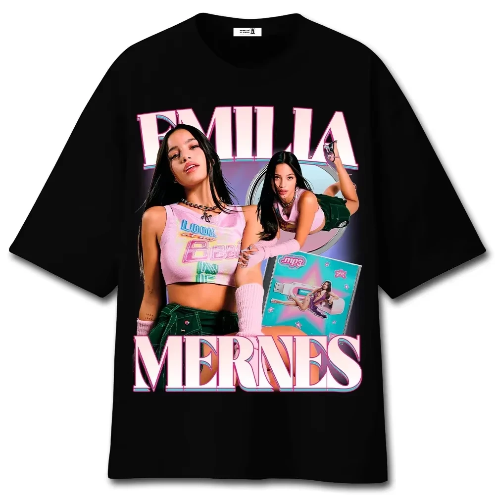 

Известный испанский модный бренд Bershka, футболка с принтом Эмилии Мернес, женские футболки с короткими рукавами, хлопковая одежда больших размеров Y2k, женская одежда