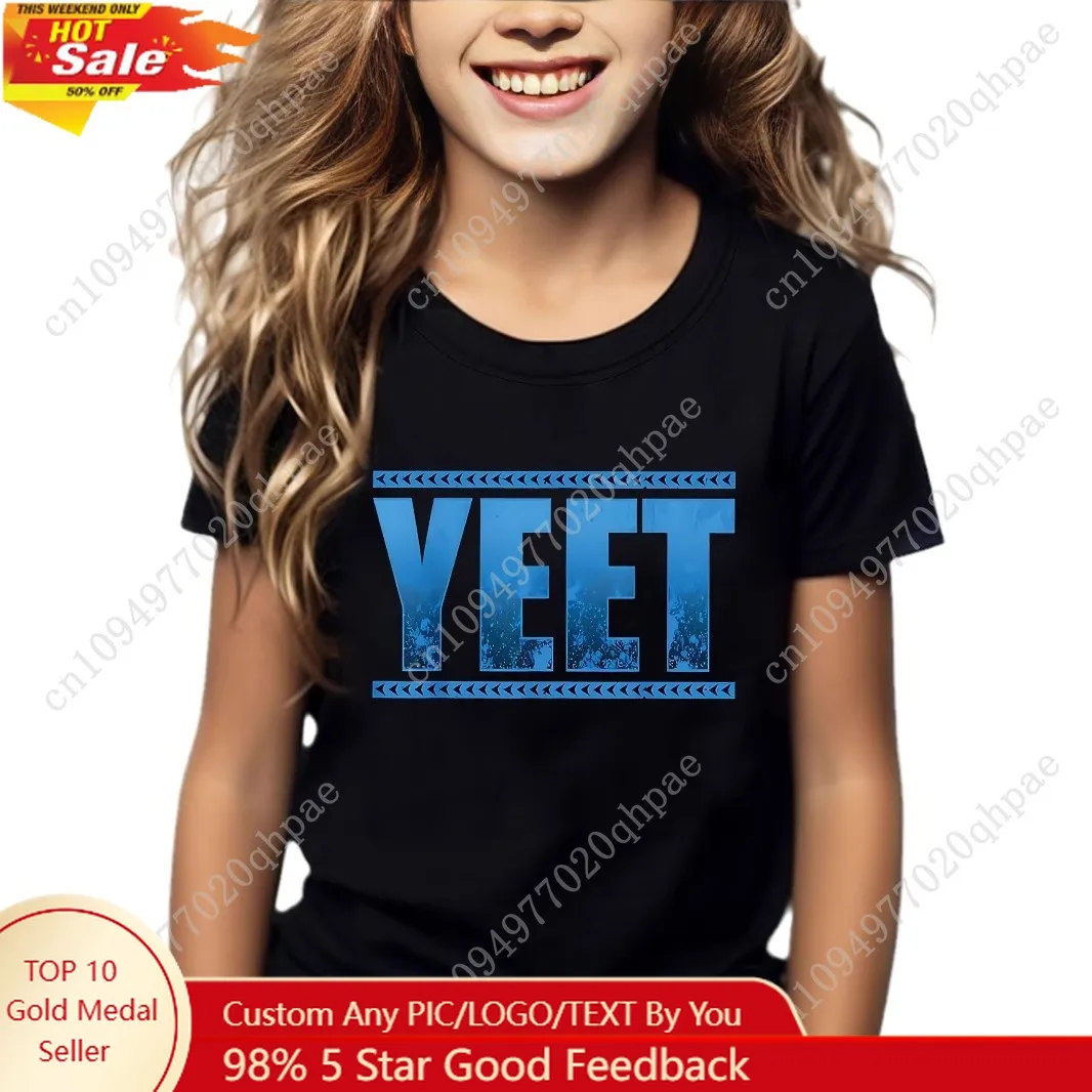 تي شيرت INS Girls YEET مطبوع عليه حروف برقبة دائرية وأكمام قصيرة ملابس صيفية غير رسمية للأطفال ملابس أطفال ملابس بناتي