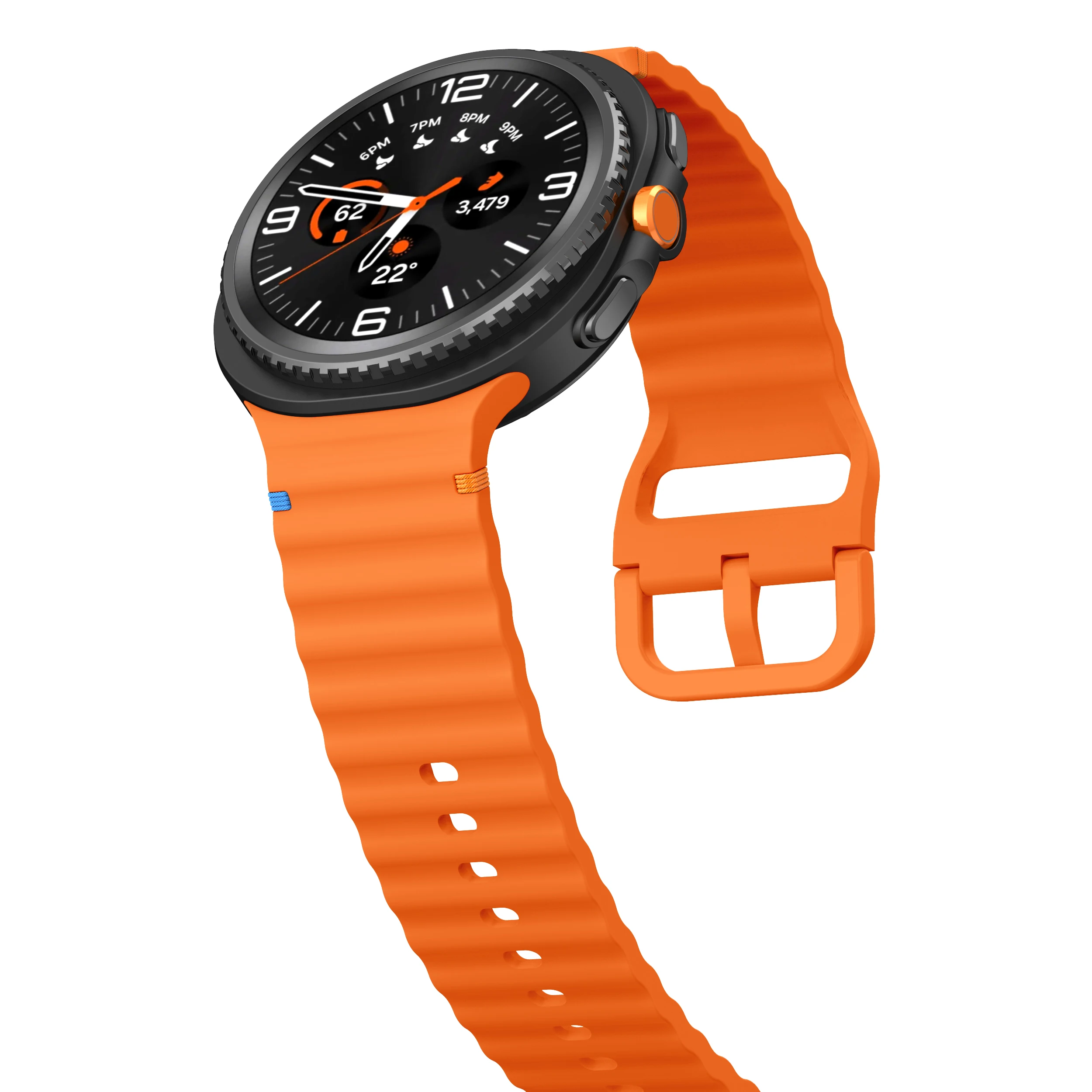 Offizielles gewelltes Silikonarmband für Samsung Galaxy Watch 8/8 Classic 46 mm 44 mm 40 mm, atmungsaktives Armband Correa für Galaxy Watch 8