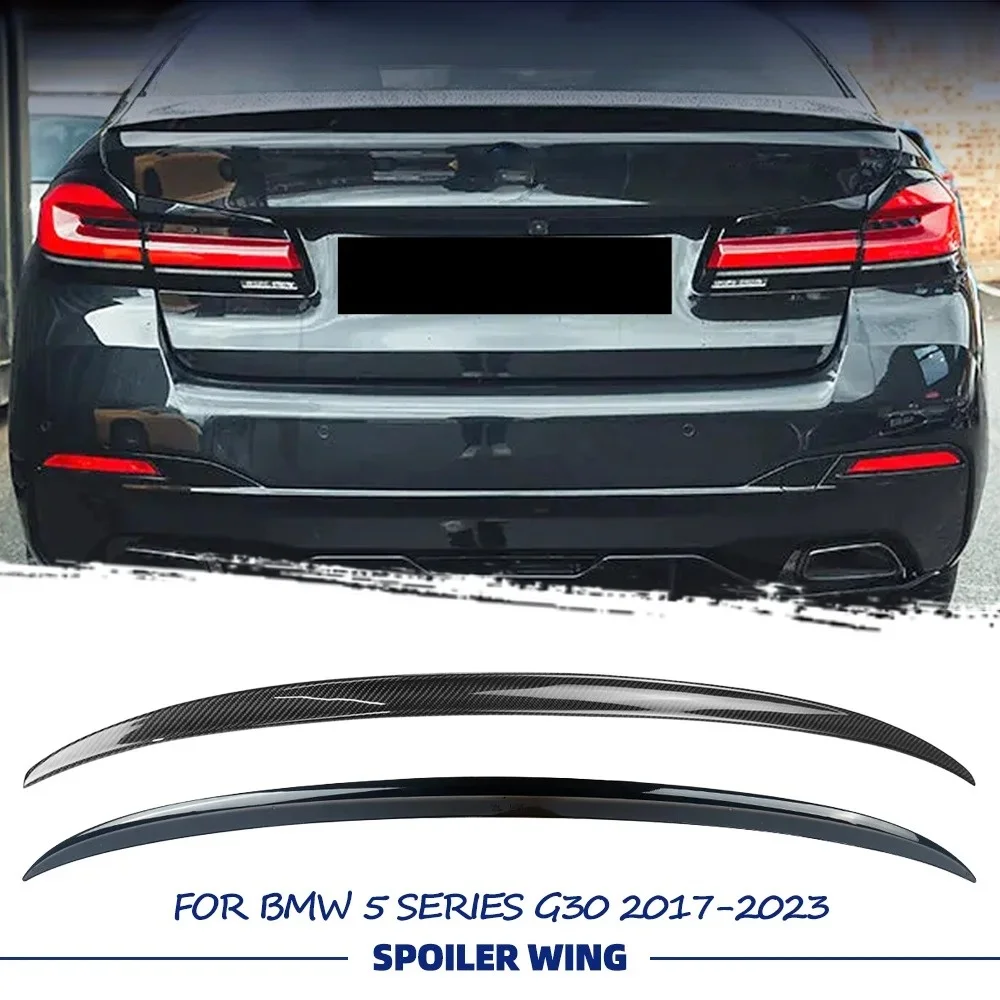 

Глянцевый черный спойлер в стиле MP с эффектом карбона для BMW 5 серии 2017-2023 G30 4-дверный седан M5 F90 - Глянцевый черный
