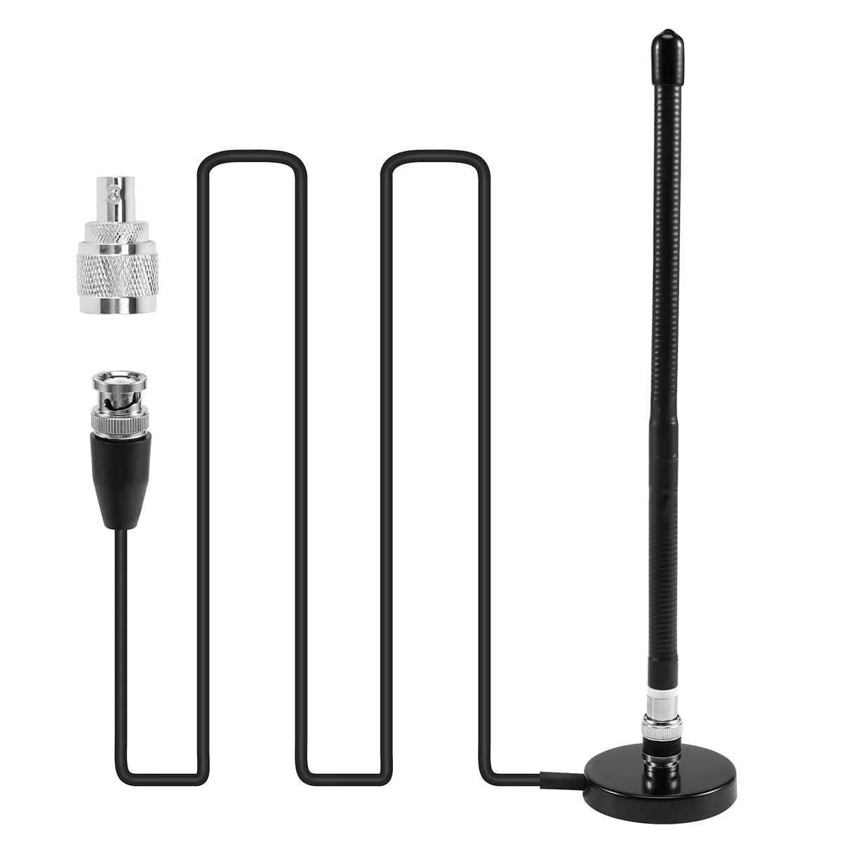 ABQR CB Aerial Antenna 27MHz Soft Whip Magnetic Base BNC PL259 Connector CB Aerial Antenna for Cobra