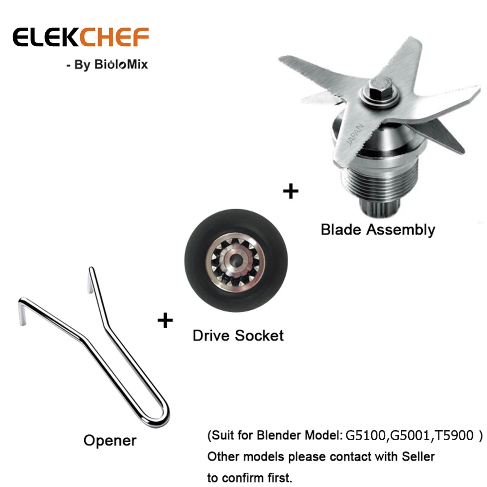 Blender Spare Parts Drive Socket Opener Stainless Steel Hardened Six Mixing And Cutting Serrated Blades Knives Complete Assembly