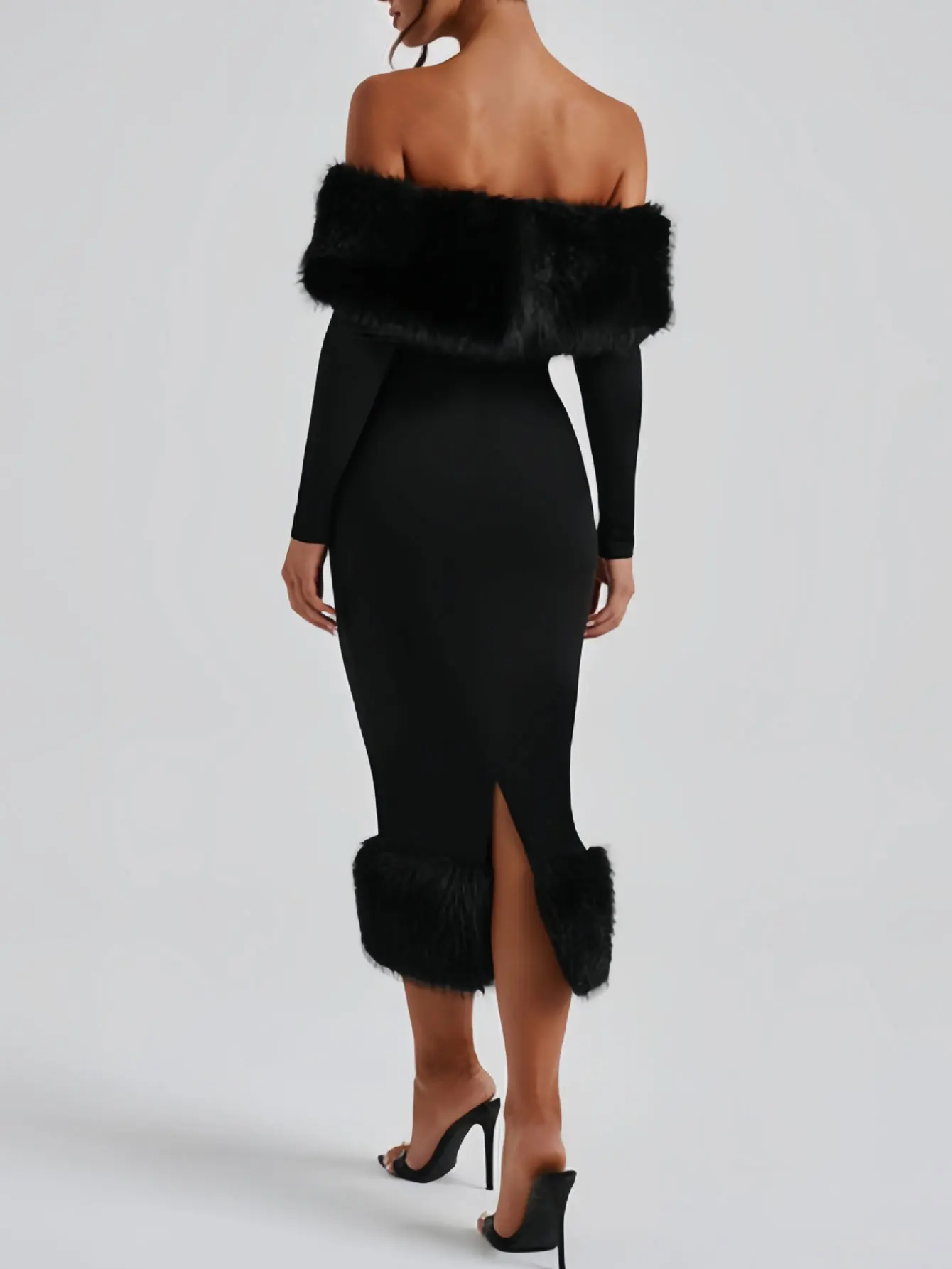 Business Casual Long Straight Tube Dress Round Neck Regular Sleeve Body Fit Office Wear Fashionable Belt Decorated Women's Gown