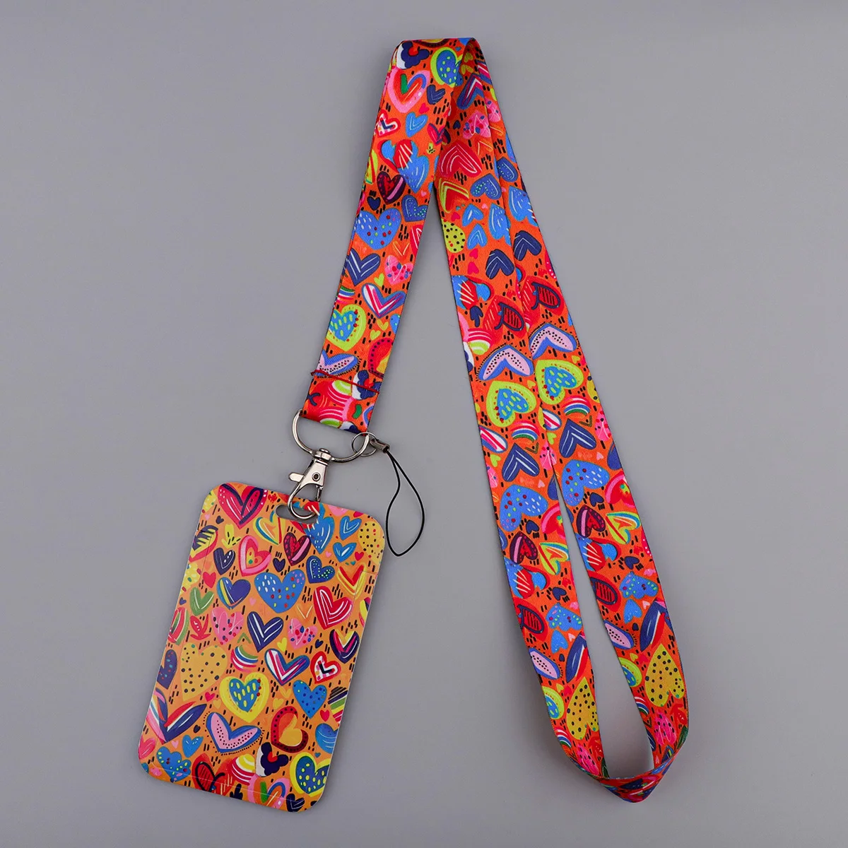 Colorful Flowers Lanyard Card Holder ID Badge Holder Green Plants Neck Strap Phone Card Case Keychain Holder Cosplay Accessories