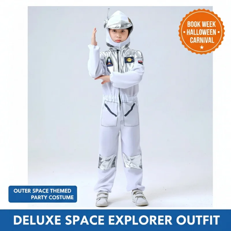

☆YunCos Deluxe White Space Astronaut Costume for Book Week Halloween Party Cosplay Adult Unisex Jumpsuit☆