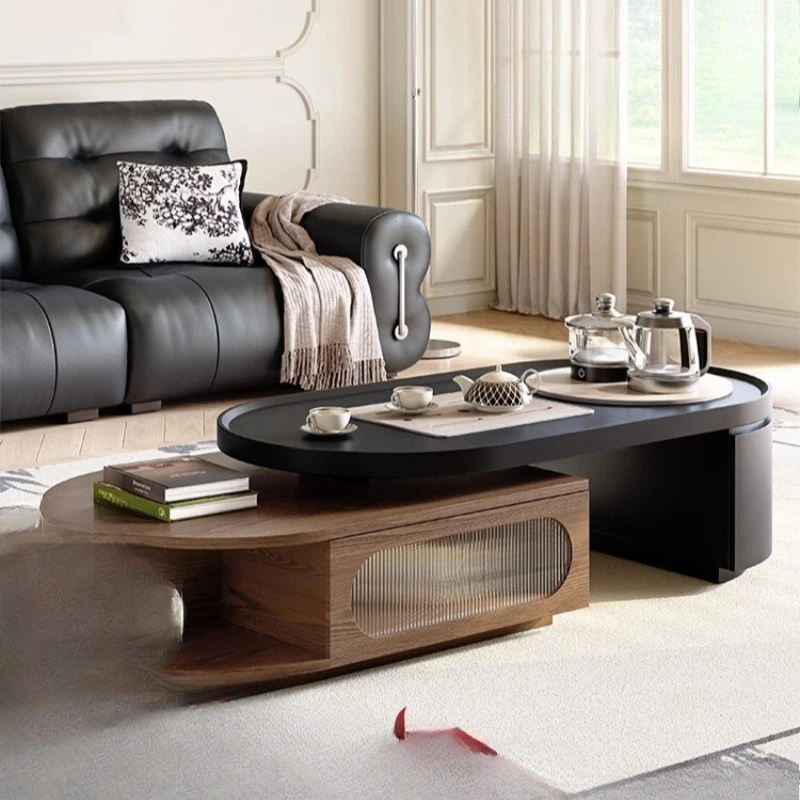 

coffee table living room household small apartment new kung fu solid wood telescopic function tea table tea integrated