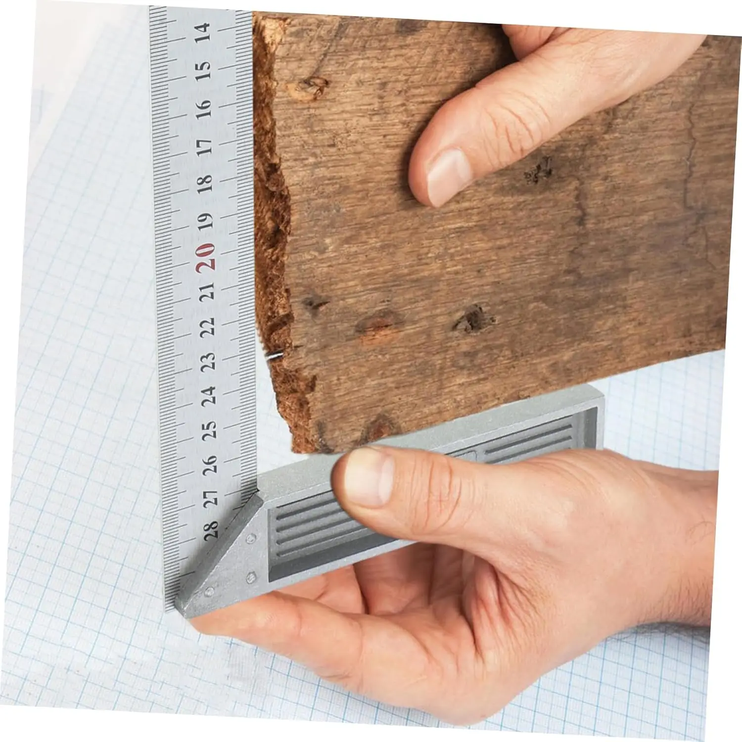 300/500mm Aluminum Alloy Square Ruler Right Angle 90° Turning Ruler Woodworking Ruler Steel Turning Ruler Measuring Tools Gauge