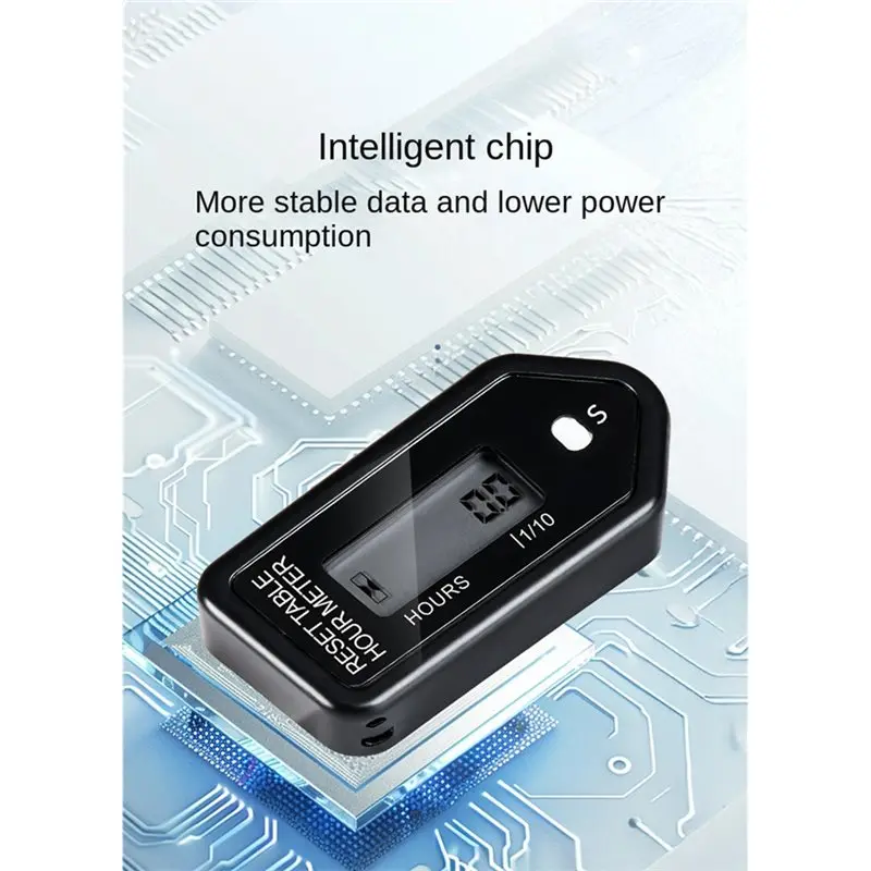 Abln-tacômetro de motor indutivo lcd display digital praia carro cortador de grama motocicleta medidor de tempo acumulado