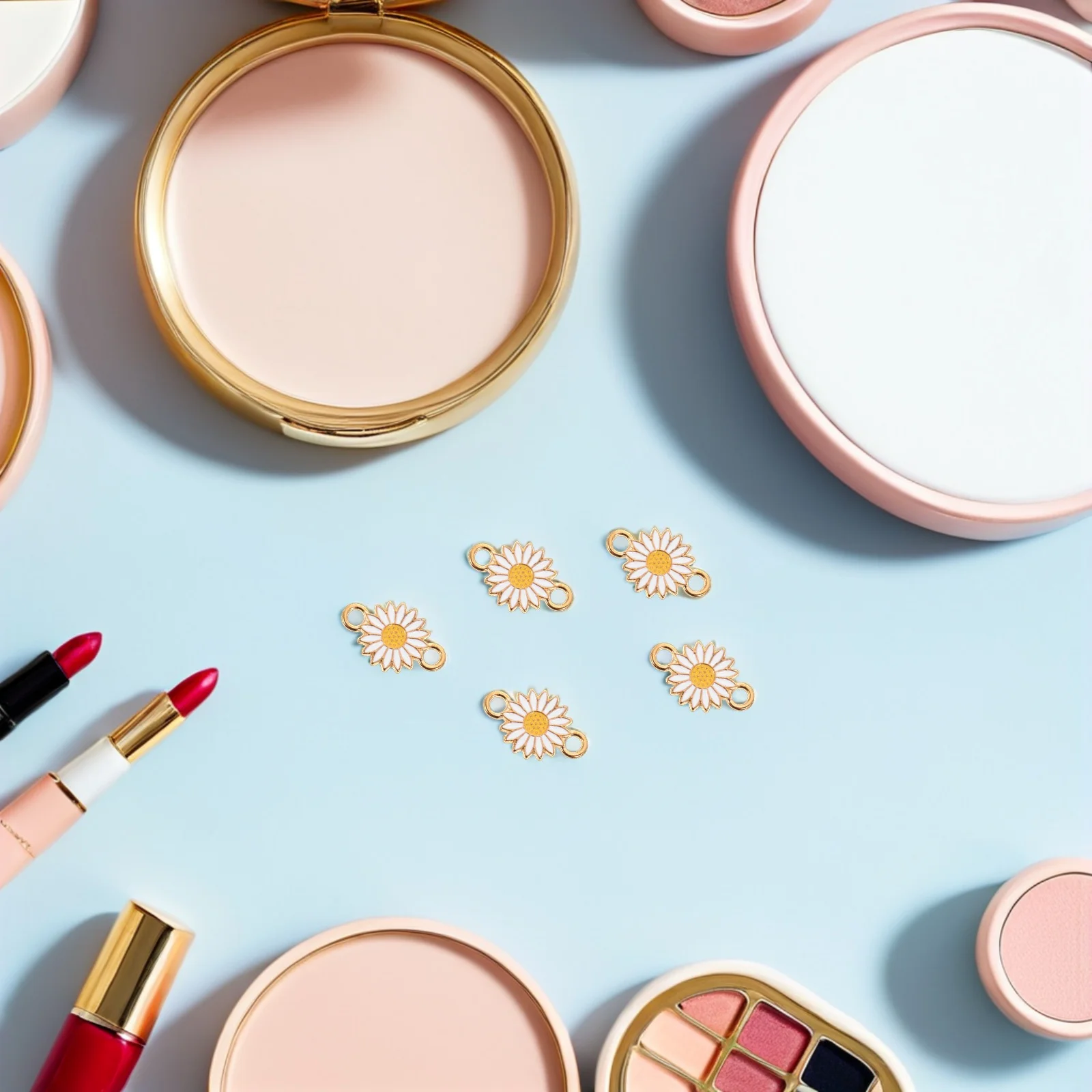 

25 шт. милых подвесок-шармов в виде цветов, подвески-ромашки, соединительные элементы для браслетов