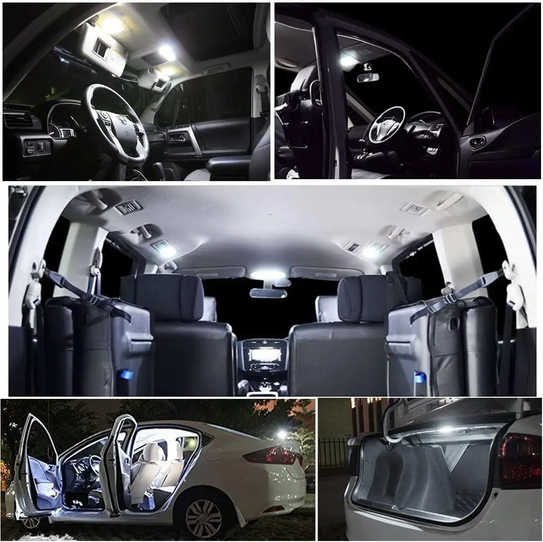 مصابيح LED T10 W5W لداخل السيارة ، قبة ، خرائط ، قراءة ، باب ، أضواء صندوق السيارة ، أبيض ، أحمر ، أصفر ، أزرق ، 12 فولت ، 5050-5SMD ، 10 ، 20 ، 30 ، 50 أو