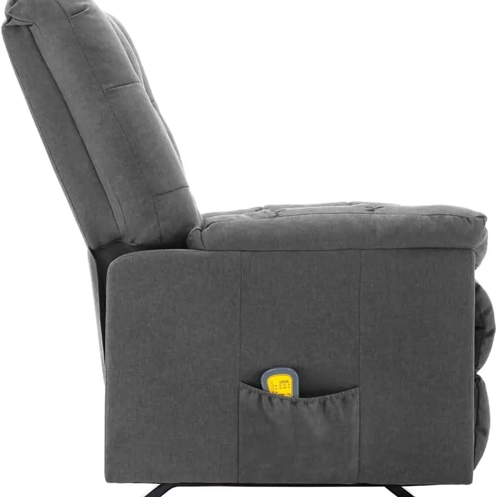 Modern Grey Polyester Recliner with Heat & Vibration, Adjustable Arms, Remote, 38x28x40 Inches