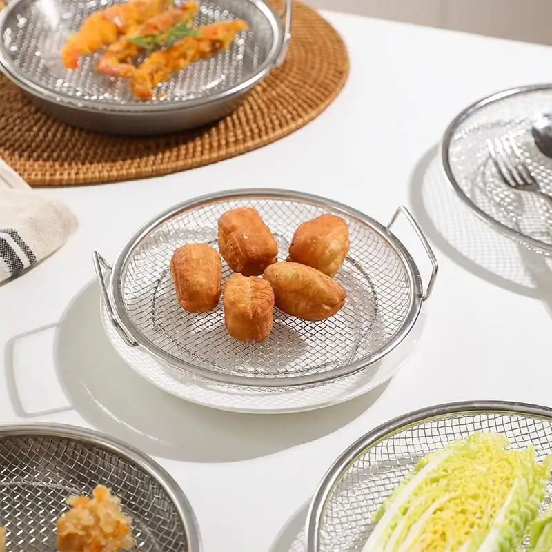 Stainless Steel Oil Drain Rack with Handles & Oil Catch Tray, Dishwasher Safe Kitchen Gadget for Frying Baking Roasting