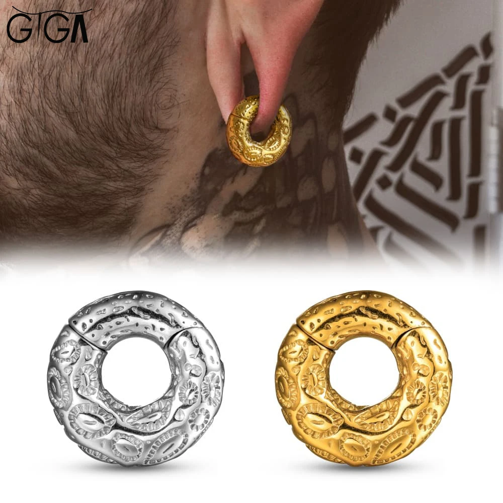 

Giga 2PCS Vintage Fossil Design Ear Weights Hanger Expander for Earlobe 0g(8mm) Stainless Steel Piercing Gauges Body Jewelry