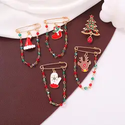 11styles Christmas Enamel Pin Santa Claus Snowflake Snowman Garland Sock Deer Bell Tree Brooch Badge New Year Jewelry Gift Kids
