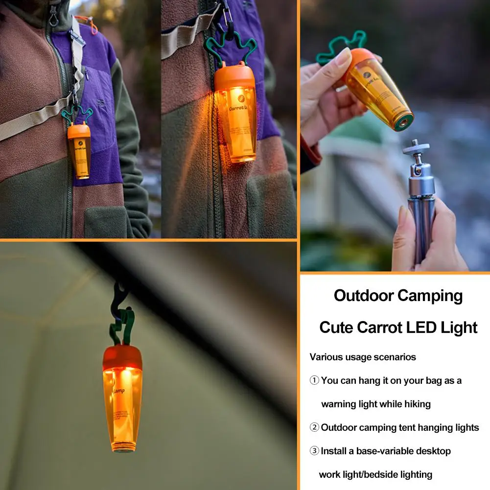 

Портативный прожектор для кемпинга, милый светодиодный фонарь в форме морковки, долговечный регулируемый уличный светильник для создания атмосферы на кемпинге I7r7
