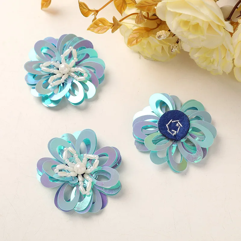 

10 шт., новые полые блестки, имитация жемчужного цветка, тканевые наклейки, нашивки для одежды, шапки, обуви, сумки, аксессуары, нашивка