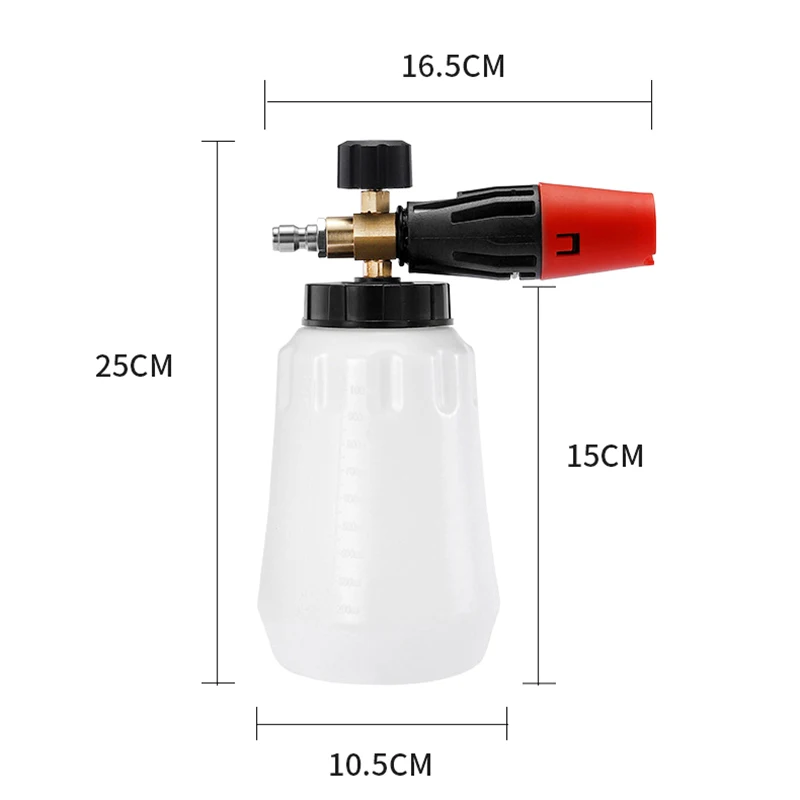 High Pressure Foam Spray Gun 1L Capacity 1/4 Quick Connect Adjustable Nozzle For Car Wash Cleaning Snow Cannon