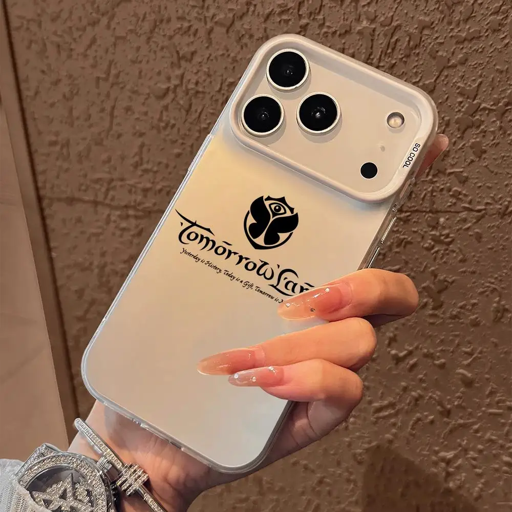 Custodia per telefono Festival musicale T-TomorrowlandS per iPhone 17 16 15 14 13 12 11 Pro Max Nero Viola Opaco Laser Metallico Aurora Funda