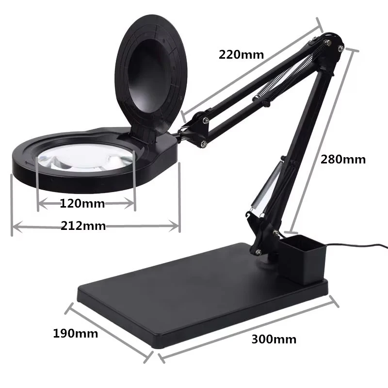 

PD178S Table light with magnifying glass 80 LEDs three color light modes for Sewing Tools Reading Craft and Nail Salon