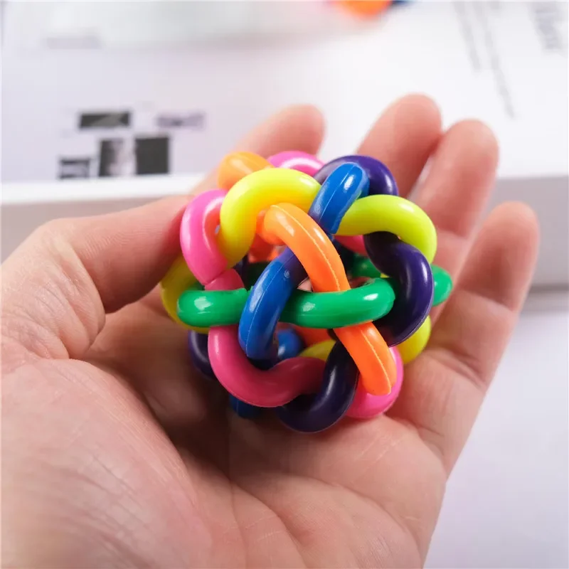 لعبة الكلب أجراس ملونة كرات مطاطية الحيوانات الأليفة القط الكلب لعب لعبة مضغة لدغة مقاومة الصوت التدريب الإنسان الحيوانات الأليفة التفاعل الملحقات #5