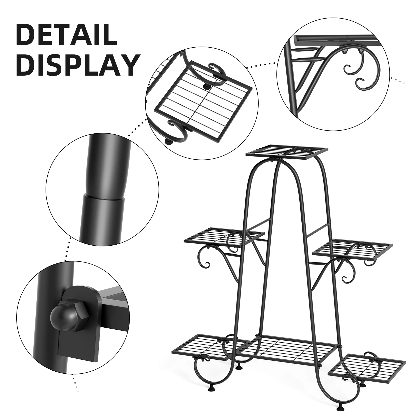 Multi tier Metal Plant Stand Garden Patio Flower Rack Step Design Outdoor Indoor Wrought Iron