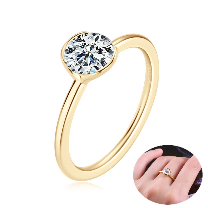 

Apaison 100% 925 Sterling Silver 1 ct Moissnaite Rings For Women Top Quality Wedding Party 18 Gold Plated Fine Jewelry Wholesale