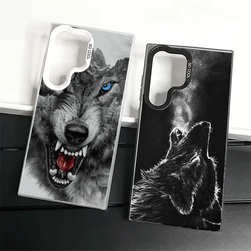 Wolf Moon Animal Soft Phone Case for Samsung Galaxy S24 S25 FE S26 Edge S23 Ultra S22 Plus S21 + Shockproof Cover Back Shell