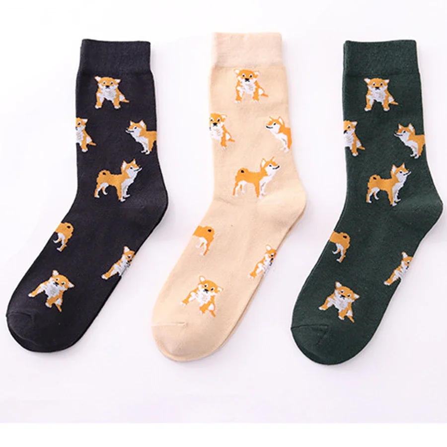 New Cute Lovely Cartoon Women Combed Cotton Socks Women Interesting Gift Shiba Inu Cat Pig Corgi Lovely Animal Pattern Sock