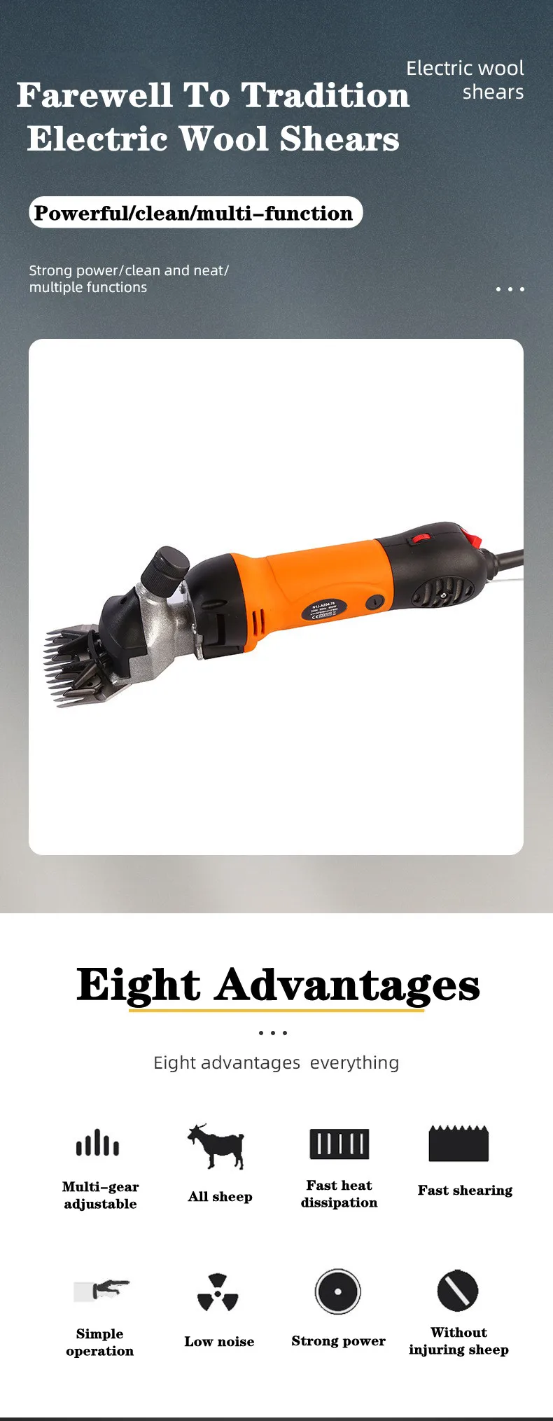 1200W Elektrische Schafe Scheren 6 Geschwindigkeiten Haar Clipper für Schaf Ziege Alpakas Wolle Scissor Schafe Bauernhof Schermaschine 13 zähne – Detail 3