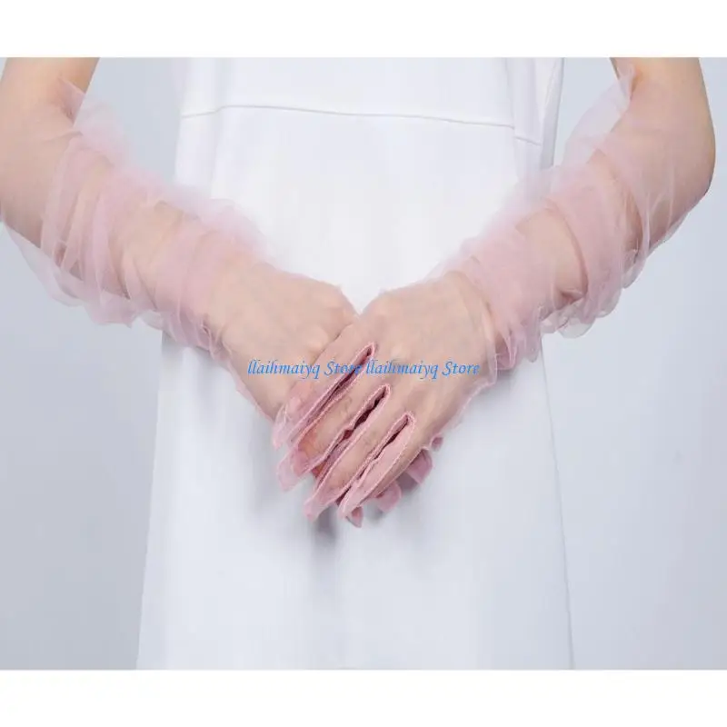 

573B 2lots Exquisite Long Meshes Gloves Stylish Gloves Bridesmaid Women Mittens