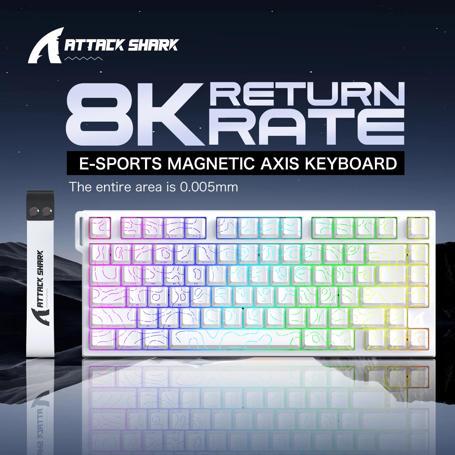 ATTACK SHARK R82HE Mechanical Keyboard Wired 8K Return Rate PBT Original Height Keycap RGB Lighting Fiberglass Positioning Plate