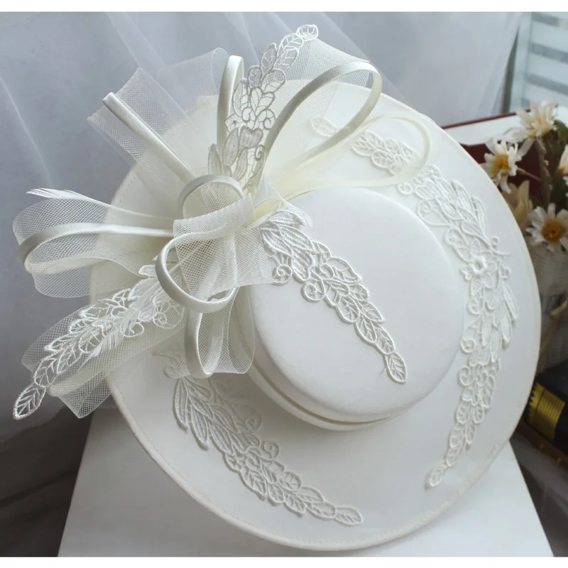 Bridal fascinator fashionable runway look studio photography hair accessories vintage court-style photoshoot lace large hats