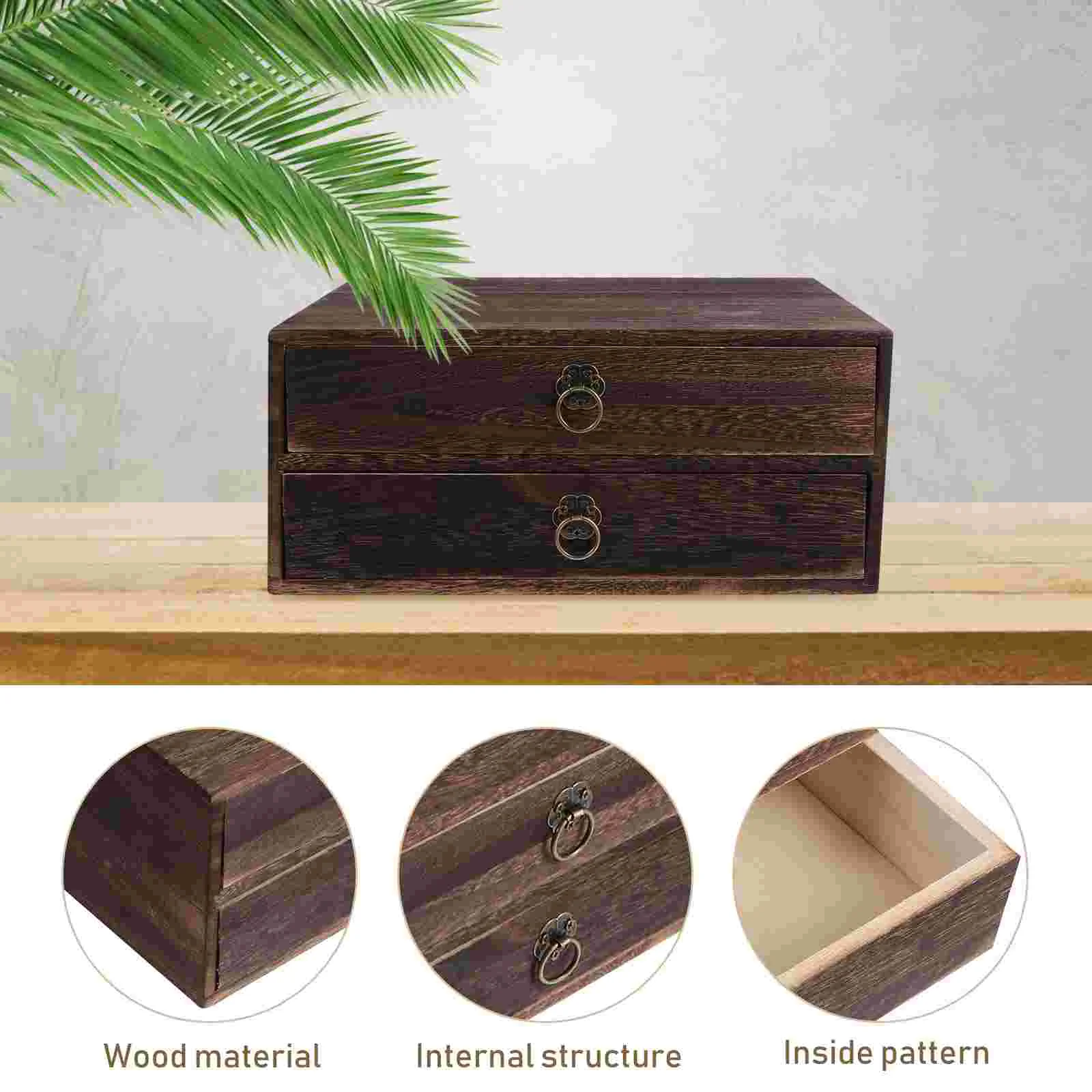 Storage Drawers Small Solid Wood Table Shelf Decor Desktop Organizer Coffee Wooden Woman Printer Stand